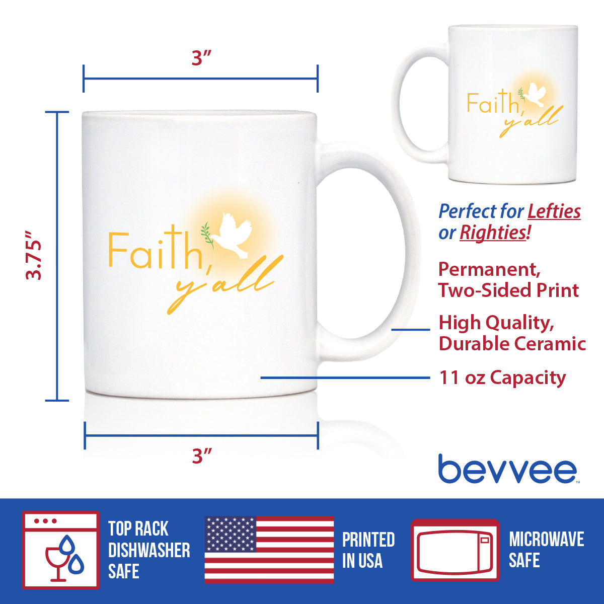 Faith Y'all Coffee Mug Christianity Gifts for Christians White Ceramic Coffee Cup