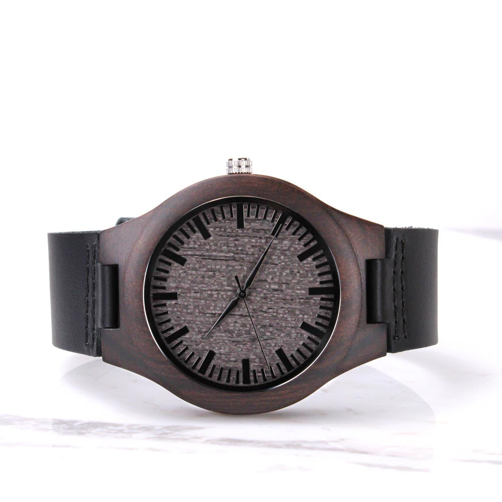 American Flag Man of God Faith Based Engraved Wooden Watch