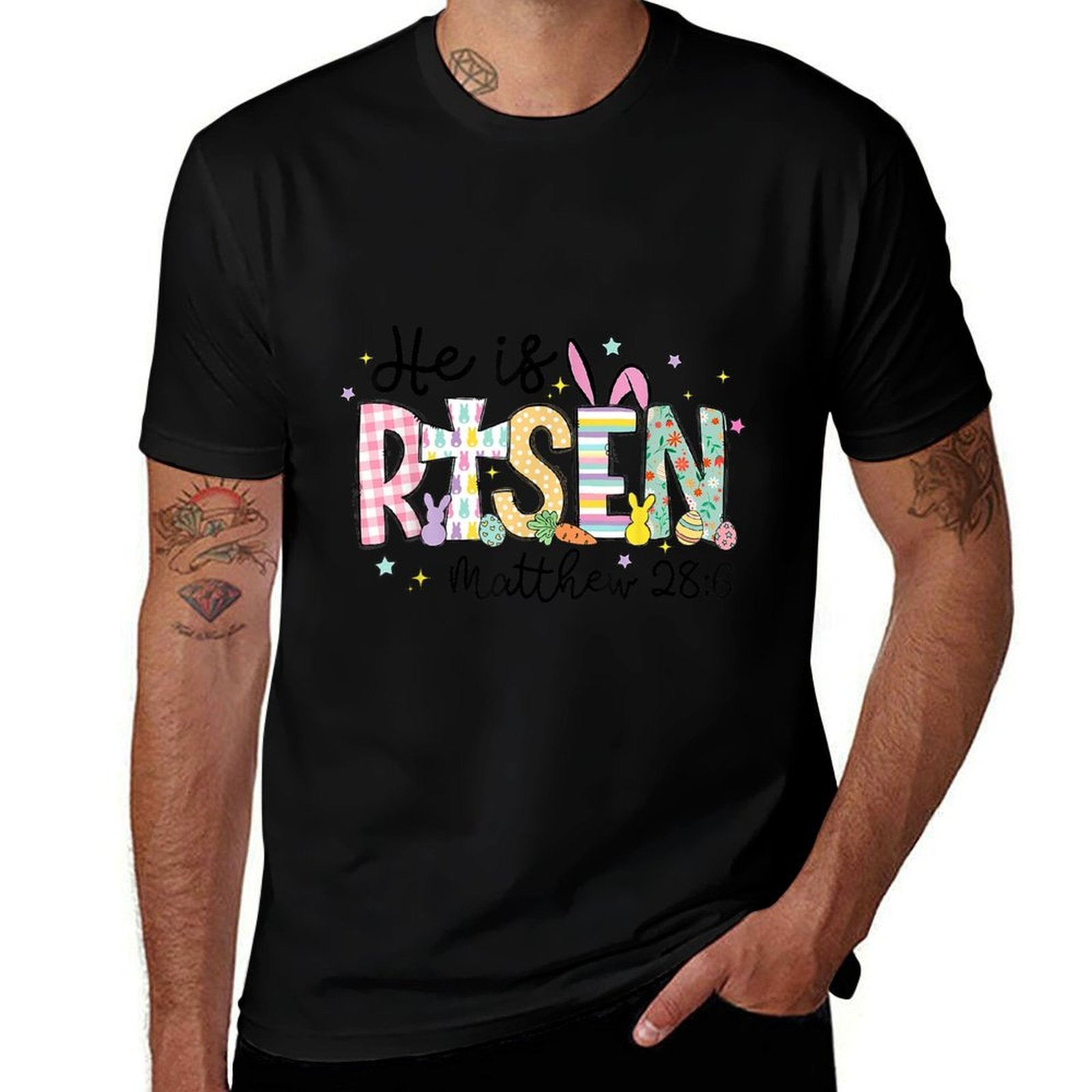He Is Risen Jesus Christian Happy Easter Women Kids Girls  Wrinkle-resistant T-Shirt