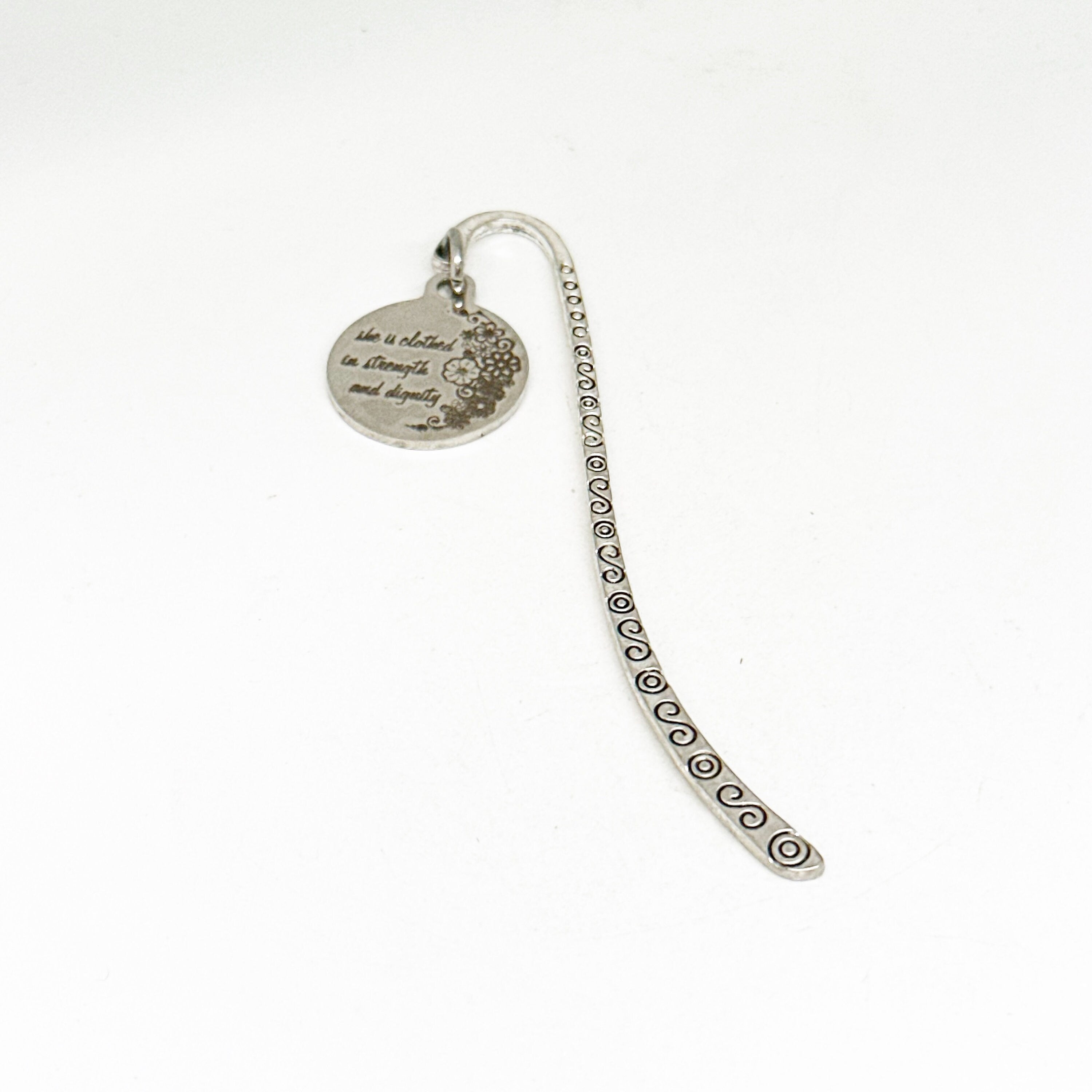 She Is Clothed In Strength And Dignity Small Charm Bookmark, Proverbs 31 25, Christian Woman, Faith, Bible Bookmark, Scripture Quote For Her