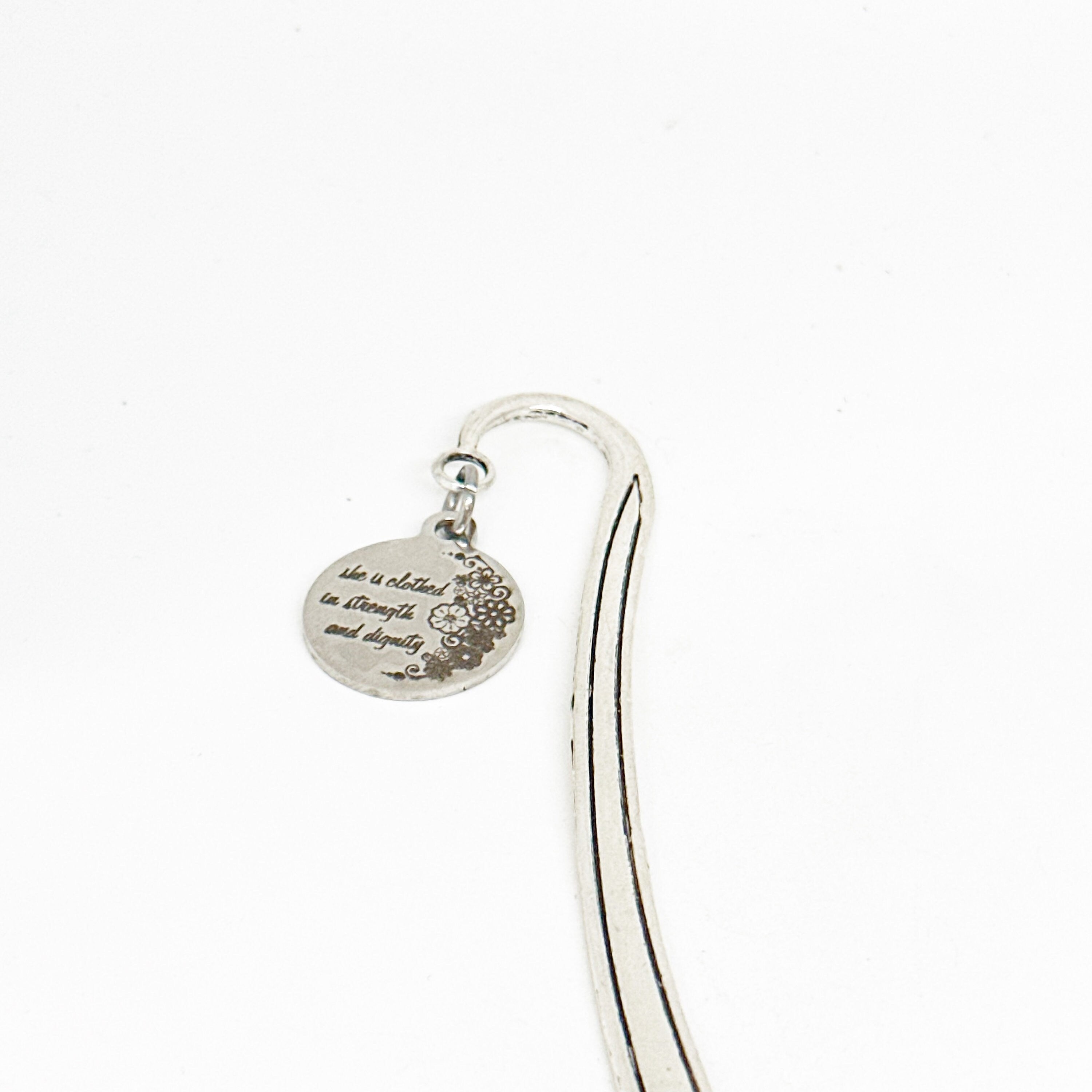 She Is Clothed In Strength And Dignity Charm Bookmark, Proverbs 31 25, Bible Bookmark, Christian Woman, Faith Gifts, Daughter Gift, Wife