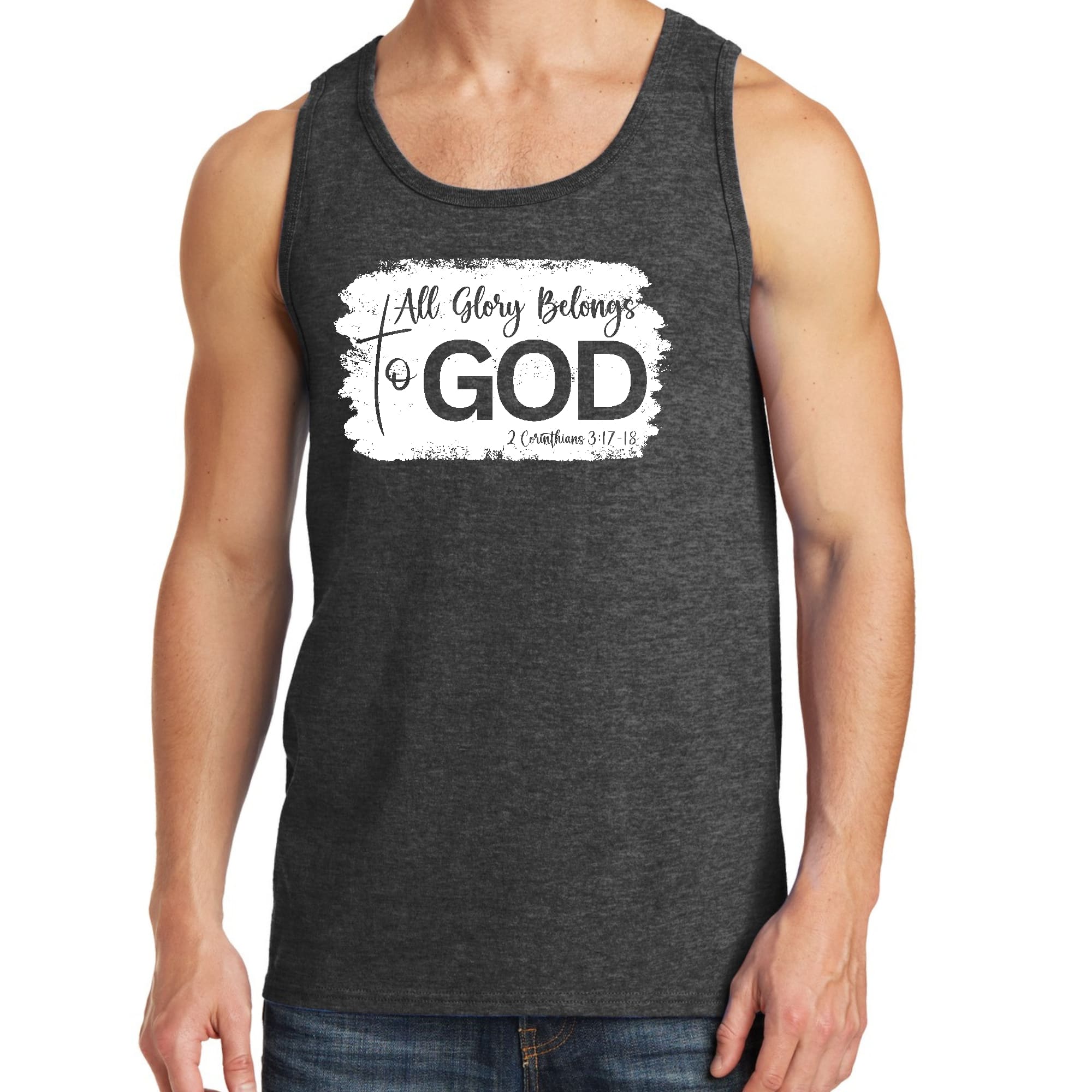 Mens Fitness Tank Top Graphic T-shirt All Glory Belongs to God