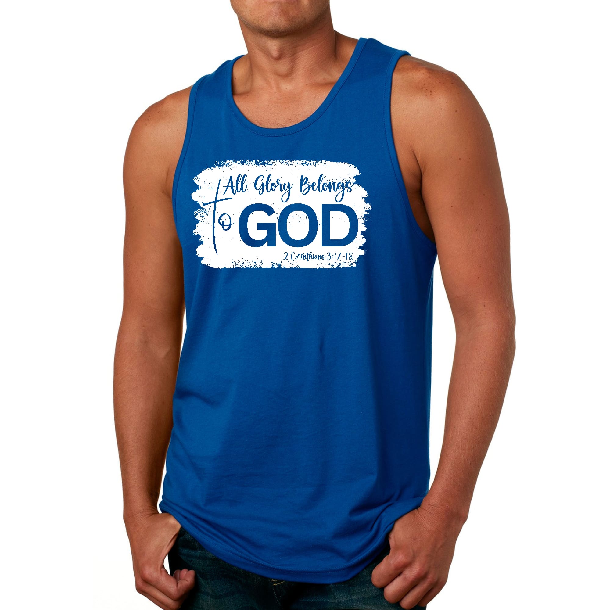 Mens Fitness Tank Top Graphic T-shirt All Glory Belongs to God