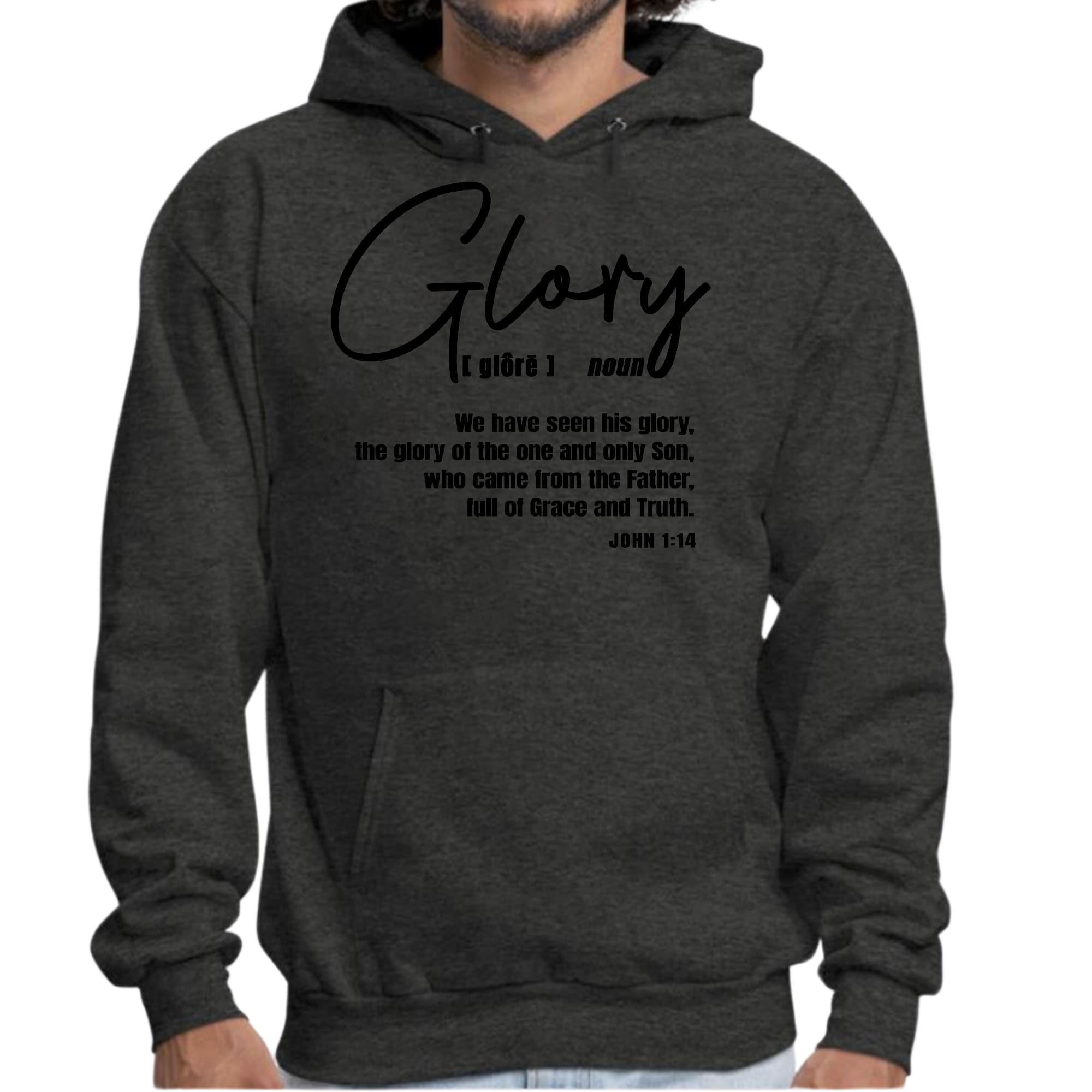 Mens Graphic Hoodie Glory - Christian Inspiration - Black