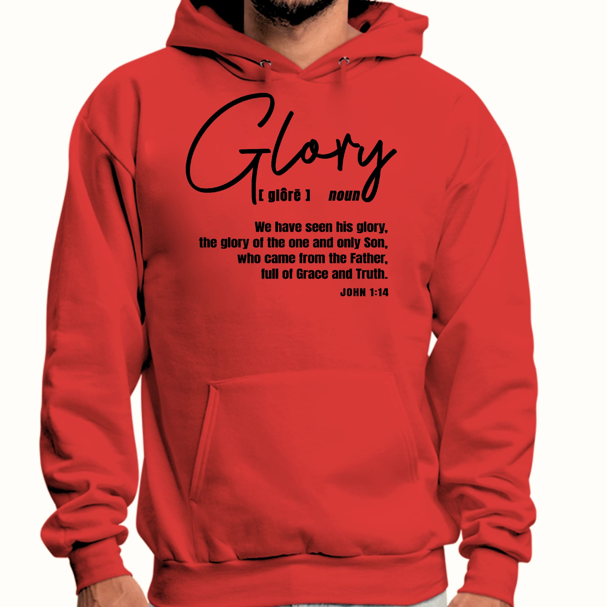 Mens Graphic Hoodie Glory - Christian Inspiration - Black