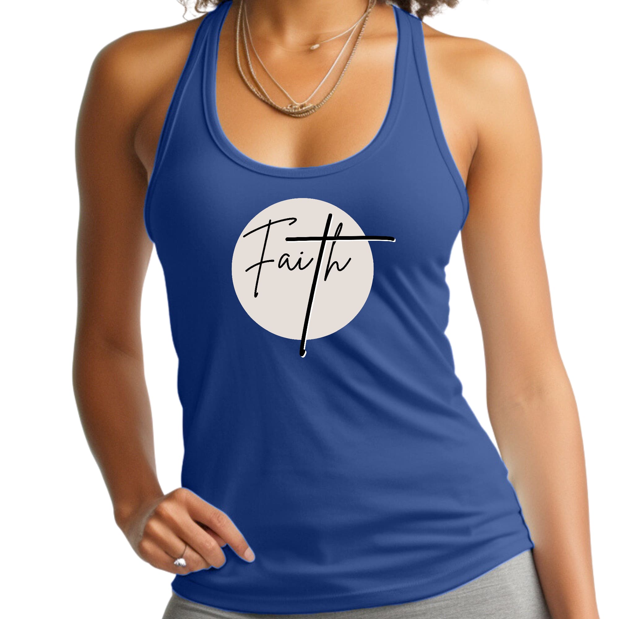 Womens Fitness Tank Top Graphic T-shirt - Faith - Christian