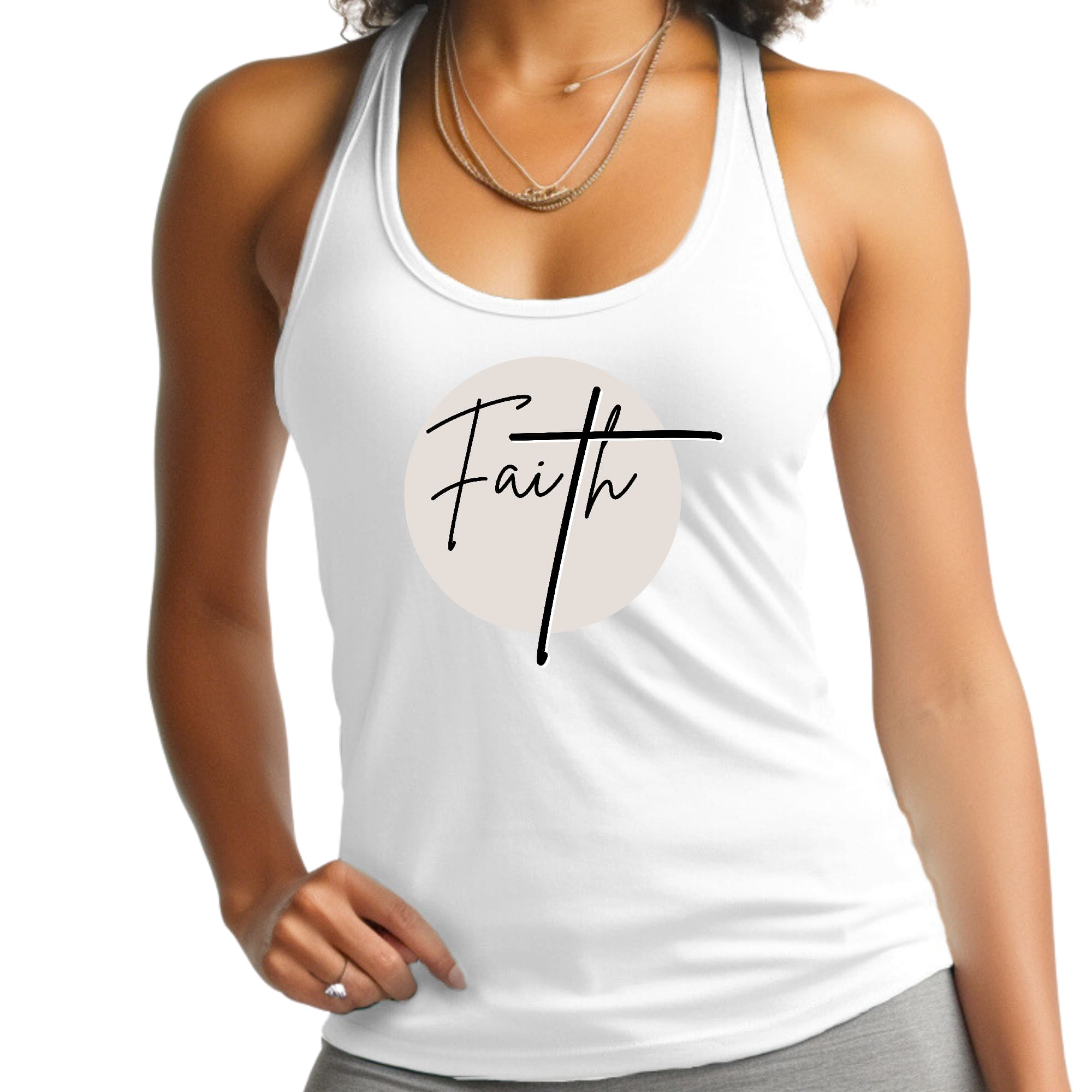 Womens Fitness Tank Top Graphic T-shirt - Faith - Christian